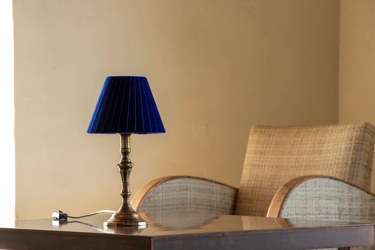 Pleated velvet lampshade