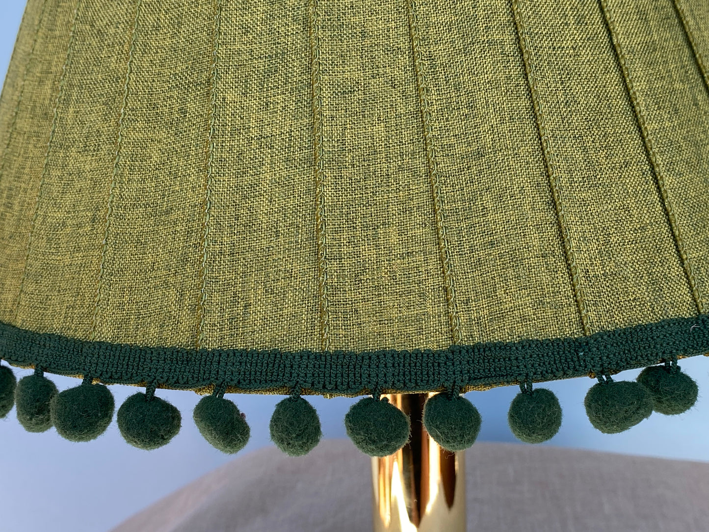Handmade green Linen Pleated Lampshade