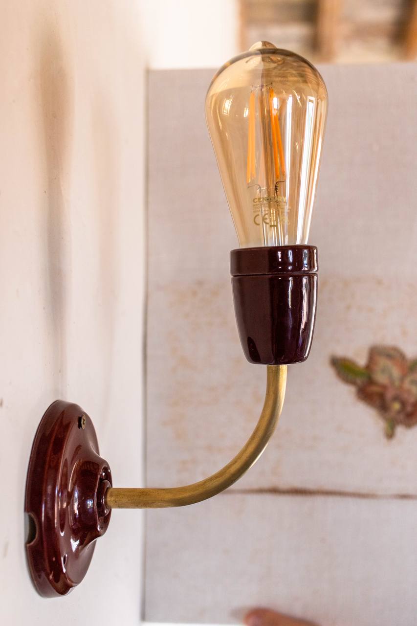 ceramic sconce for bathroom, brass sconce for home.